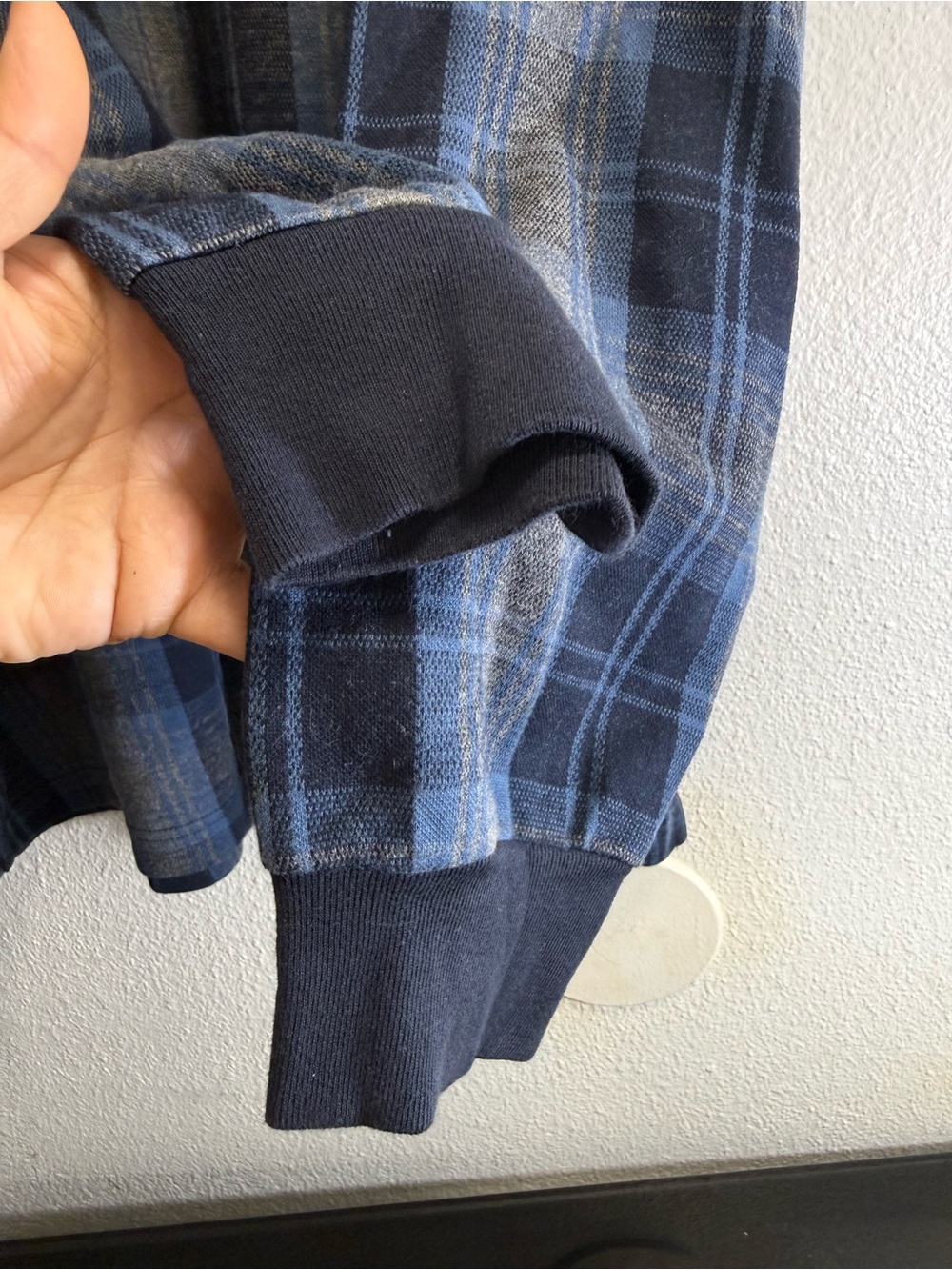 VTG polo Ralph Lauren men size Xl Blue and Navy Plaid Long-Sleeve Polo Shirt - Picture 2 of 8